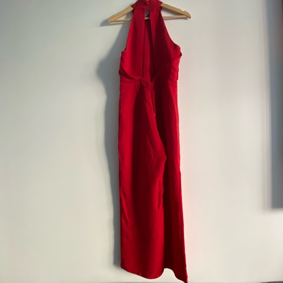 Solid Red mockneck jumpsuit - Picture 5 of 8